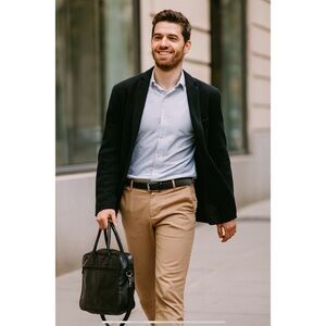 LEATHER LAPTOP TABLET BRIEFCASE CAREER TRAVEL PREPPY COLLEGE VERSATILE UNISEX